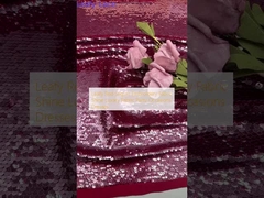 Листья красный секьин вышивка ткань блеск роскошная ткань вечеринки случайные платья