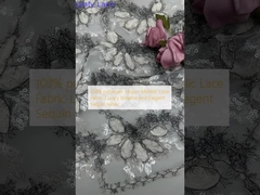 100% полиэстерная ткань из секина Металлическая кружевная ткань