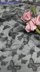 Кружевная ткань Butterfly Luxury Chemical Lace Романтическое кружево для свадебной кутюрной одежды Черные сетчатые платья