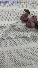 Luxury 100% Cotton Leafy White Lace Wave Strip Effect для женщин Женщины Свадебные вечерние платья