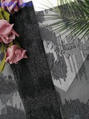 Черная металлическая линия серебряная вышитая ткань Lurex геометрическая шнурка
