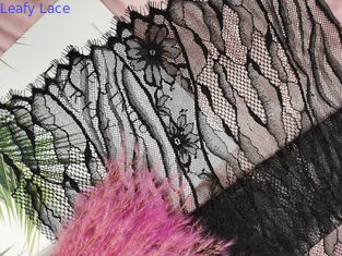 Черная линия французская ткань цветка Lurex металлическая шнурка Chantilly