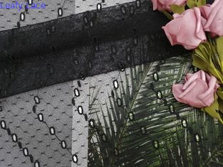 Черной ткань сетки отверстии ткани шнурка сетки полиэстера вышитая точкой