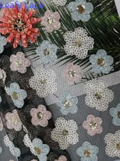 Флористическая вышитая ткань шнурка Sequin