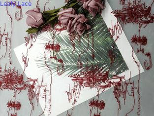 Ткань шнурка сетки Тюль красная вышитая для платья девушки