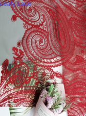 Красный Тюль цепляет Bridal ткань шнурка Пейсли вышивки платья