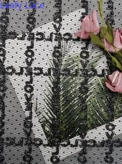 Черная собираннсяая ткань шнурка вышивки Тюль Lurex яркого блеска металлическая