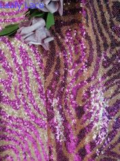 Дизайн картины тигра животный вышил цвету ткани шнурка Sequin пурпурному