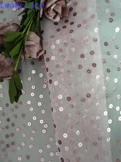 Розовый прозрачный Sequin вышил Organza Тюль ткани для одеяния