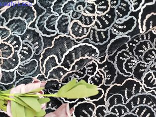 Ткань платья вечера вышивки вышитой ткани Sequin бархата