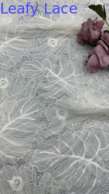 Embroiedered Lace Fabric White Breathe and Elegant Embroidered Mesh Leafy  Occasion Wedding Fabric