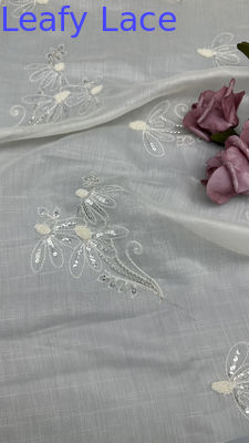 Leafy Tulle Mesh Fabric Lightweight Breathe and Elegt Sequin Embroidered Lace Fabric