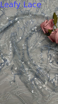 Sequin Lace Embrroidered Fabric Uxury French Style For Bridal Wear Evening Dresses And Decorations