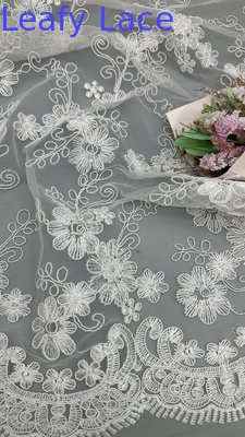 3D Embroidered Floral Lace Fabric With Mesh Artistic Multi-Layered Texture For Statement Evening Dresses