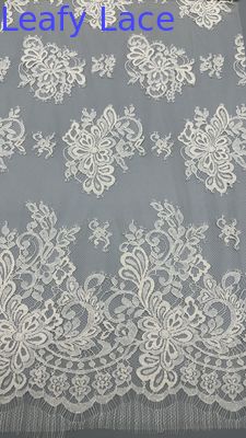 Embroidered Lace Fabric Tulle with Delicate Floral for Elegant Evening Clothing