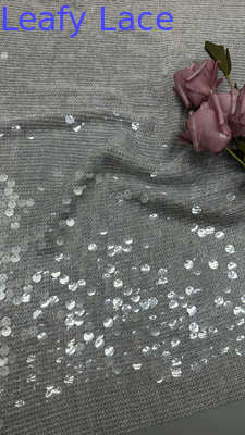 Sequin Embroidered Fabric Plaid Shinning Design Breathe Luxary for Party Gowns