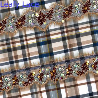 Plaid Sequin Embroideded Lace Fabric Elegant Shining Customized New Collection Fabric