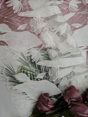 White Laser Cut Tulle Applique Embroidery Cutwork Lace Fabric
