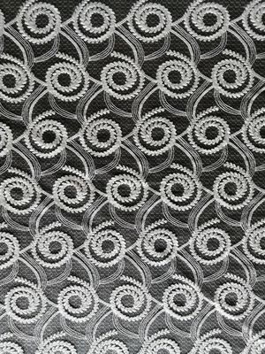 100 yards White Embroidered Lace matte polyester fabric