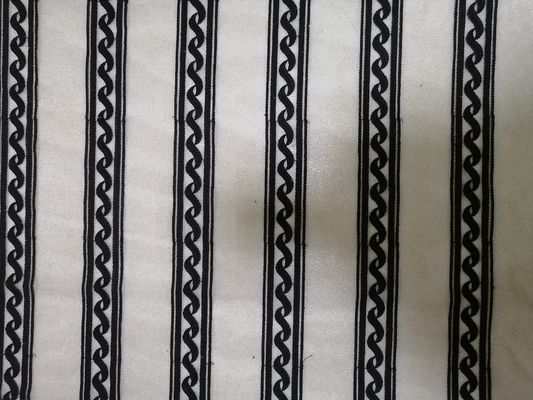 Nylon Linear Geometric Black Embroidered Lace Fabric