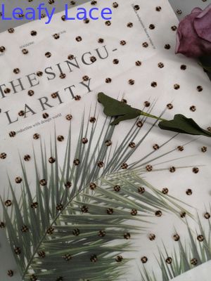 Brown 100% Polyester 140CM Flocked Mesh Tulle Fabric For Girl Dress