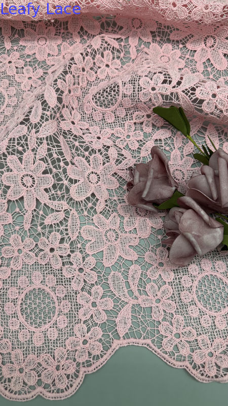 100% Cotton Embrroidered Fabric Hollow-up Floral For AW Season For Wedding Dress Party