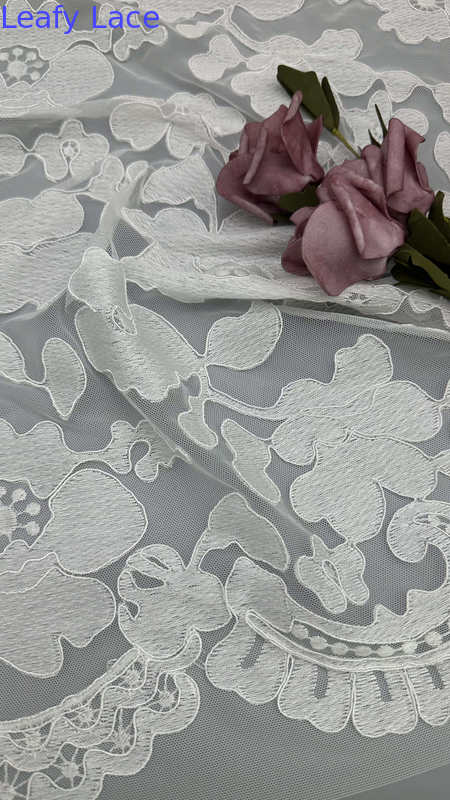 Leafy Tulle Lace With Embroidered Elegant And Breathe Mesh For Sheer Elegance With Subtle Shine