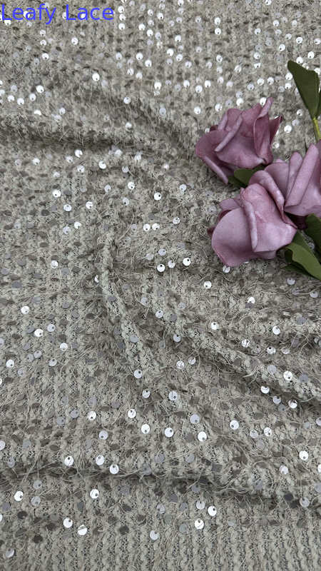 100％ Embroideded Lace Sequin Fabric Customized New Collection for Party Gowns