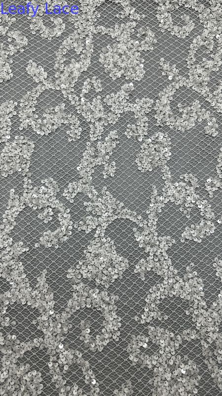 Sequin Embroidered FLoral Beautiful Mesh Ground Customized Design Factory For Gowns