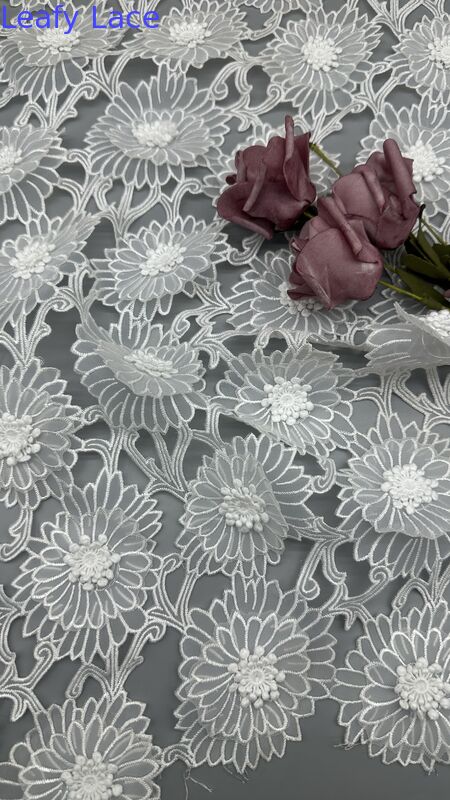 Guipure Lace Embroidered Hollow-up Fabric Luxary High Quality Special Design For Wedding