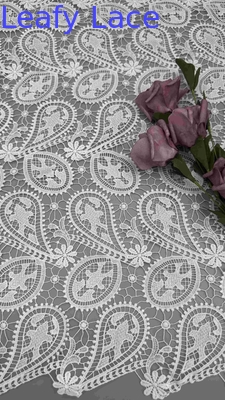 100% Poly Off White Cashew высококачественная химическая вышитая кружевая ткань для женской одежды