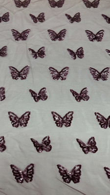Luxury Butterfly Sequin Embroidery Fabric Прочный и элегантный Luxury Embroidery Fabric Свадебные праздники День рождения Высококачественный Sequin Embroidery Шнуровой ткань