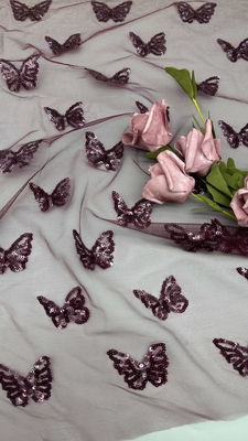Luxury Butterfly Sequin Embroidery Fabric Прочный и элегантный Luxury Embroidery Fabric Свадебные праздники День рождения Высококачественный Sequin Embroidery Шнуровой ткань
