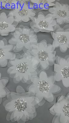 Французская шнурковая ткань Chantilly для сетки Breathe 3D-Floral Premium Lace Sequin Fabric Luxury