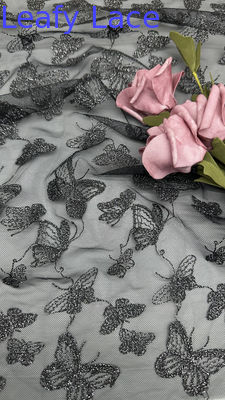 Кружевная ткань Butterfly Luxury Chemical Lace Романтическое кружево для свадебной кутюрной одежды Черные сетчатые платья