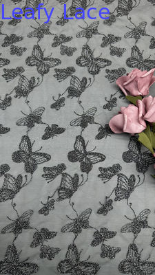Кружевная ткань Butterfly Luxury Chemical Lace Романтическое кружево для свадебной кутюрной одежды Черные сетчатые платья