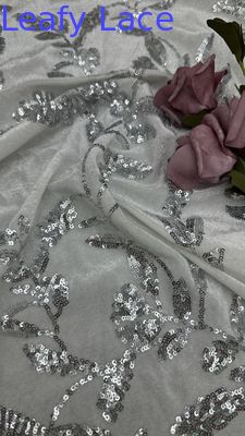 Leafy Sequin Lace with Scattered legance Meets Subtle Gla Sequins Textural Emour for Custom High-Fashion Gowns