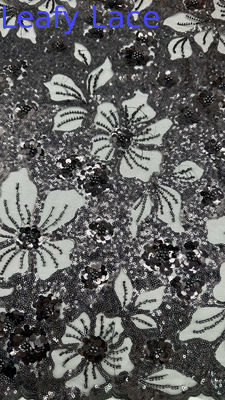 Black Midnight Sequin Lace with Micro Sequins Unique Depth and Sparkle for Sophisticated Evening Wear