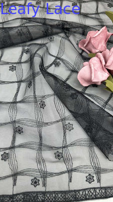 Luxury Embroidered Mesh Lace Sheer Soft Tulle with Delicate Floral Stitching for Elegant Evening Gowns