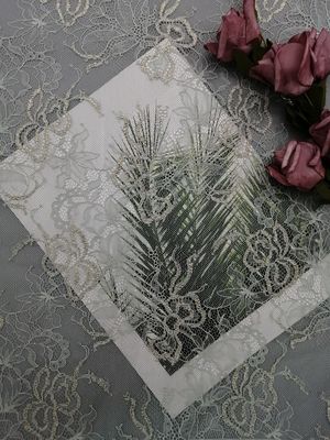 Ткань шнурка Scallop Lurex французской ресницы Chantilly металлическая