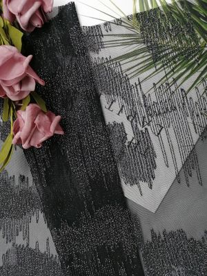 Черная металлическая линия серебряная вышитая ткань Lurex геометрическая шнурка