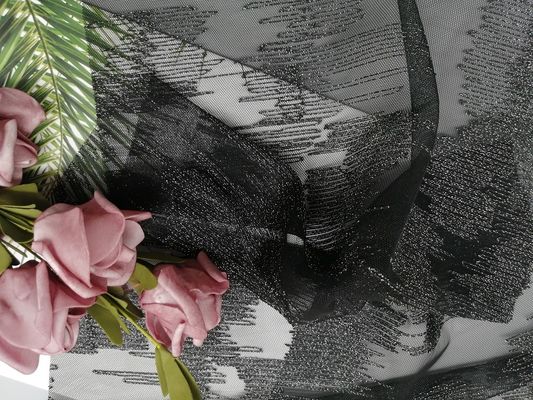 Черная металлическая линия серебряная вышитая ткань Lurex геометрическая шнурка