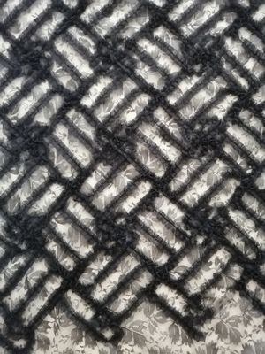 Ткань шнурка Applique цветка вышивки сетки Тюль черная