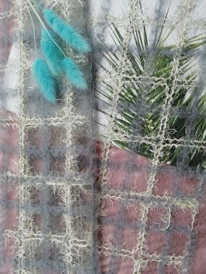 Ткань вышивки Applique 125CM голубая геометрическая Lurex
