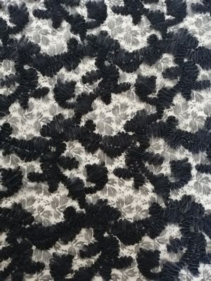 Черная флористическая ткань платья вечера ткани вышивки Applique шнурка
