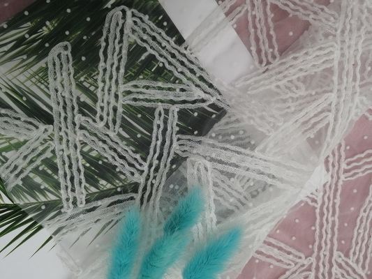 Белая ткань вышивки Applique 3D для дамы Одежды Ткани Шнурка