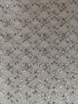 Ткань флористического Sequin золота вышитая