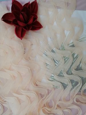 Розовая мягкая ткань вышивки Applique шнурка для платья вечера