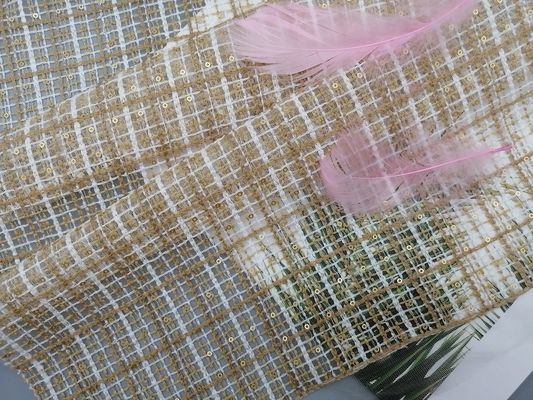 Хаки связыванная сеткой ткань шнурка платья девушки вышитой ткани Sequin