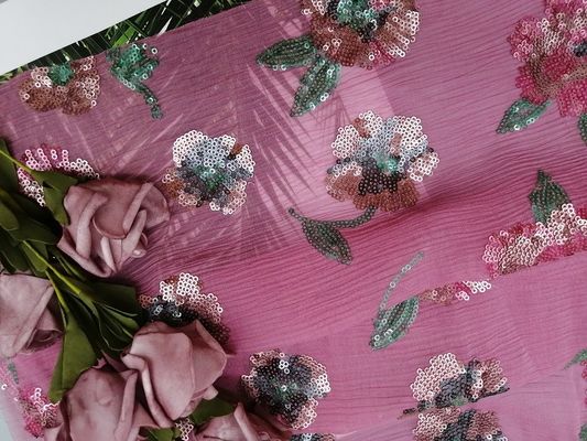 100% шелк все над покрашенной вышитой флористической тканью Sequin